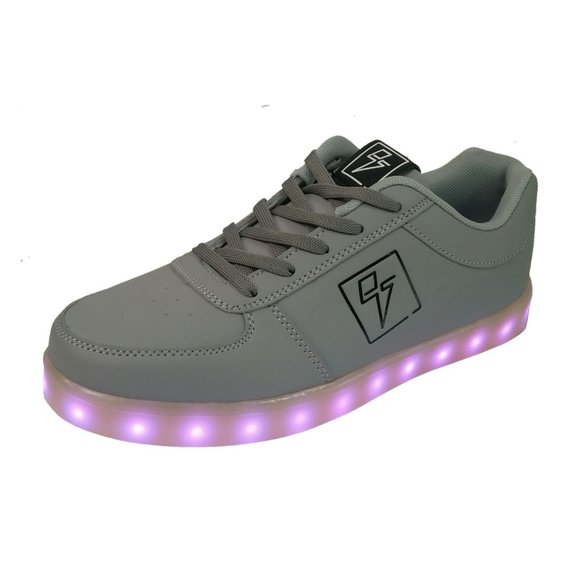 Electric Styles LED Shoes Women's Light Up Glow Sneakers gray Lo Top Bolt EDM - Picture 12 of 14
